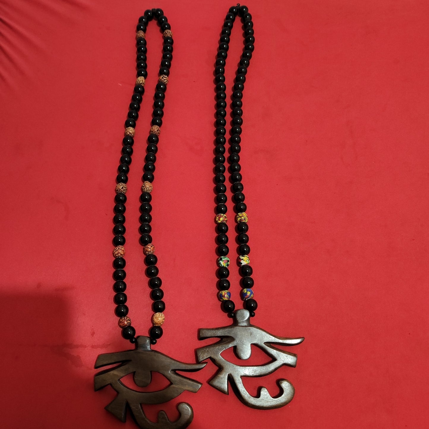 Eye of Heru Black Glass Beaded Necklace