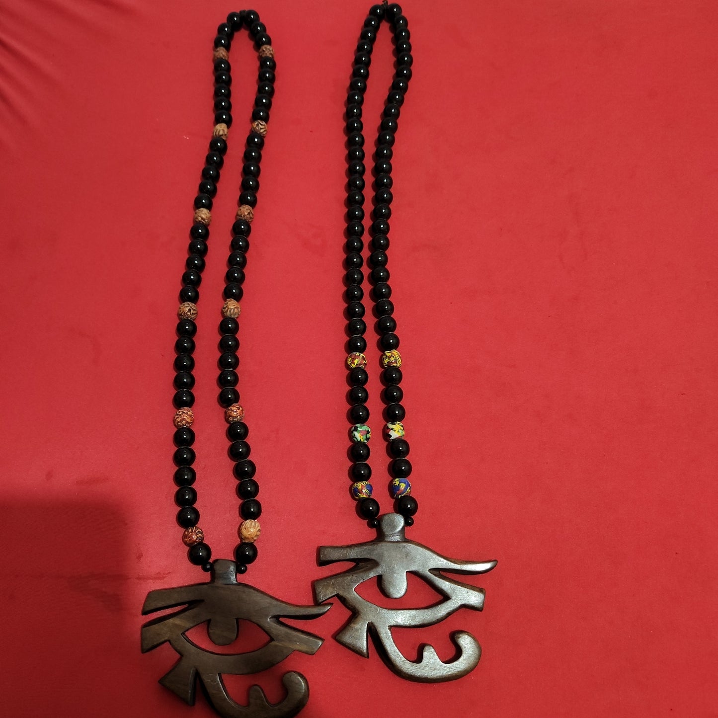 Eye of Heru Black Glass Beaded Necklace