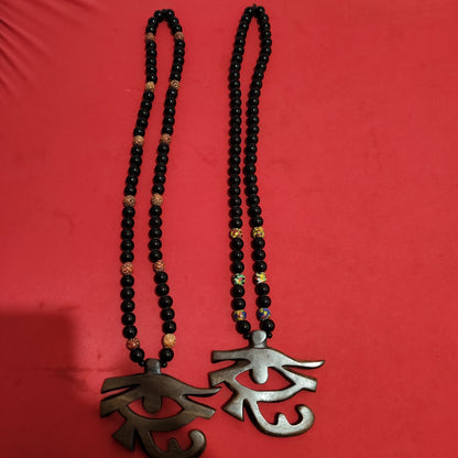 Eye of Heru Black Glass Beaded Necklace